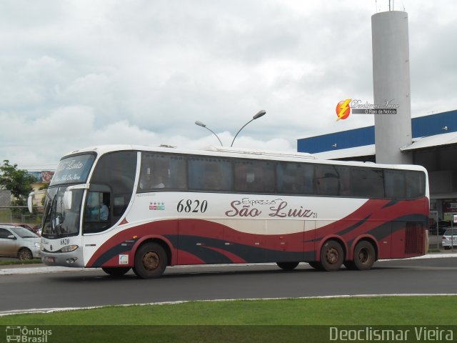 Expresso São Luiz 6820 na cidade de Rio Verde, Goiás, Brasil, por Deoclismar Vieira. ID da foto: 3886151.