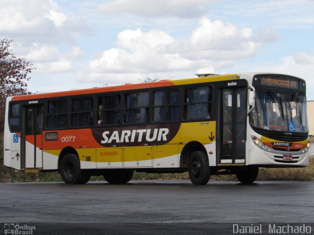 Saritur - Santa Rita Transporte Urbano e Rodoviário 0077 na cidade de Montes Claros, Minas Gerais, Brasil, por Daniel  Machado. ID da foto: 3909468.