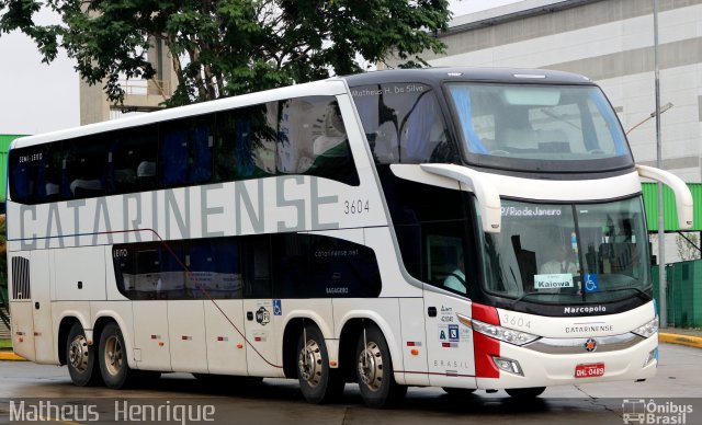 Auto Viação Catarinense 3604 na cidade de São Paulo, São Paulo, Brasil, por Matheus Henrique. Número da foto: #3917834.