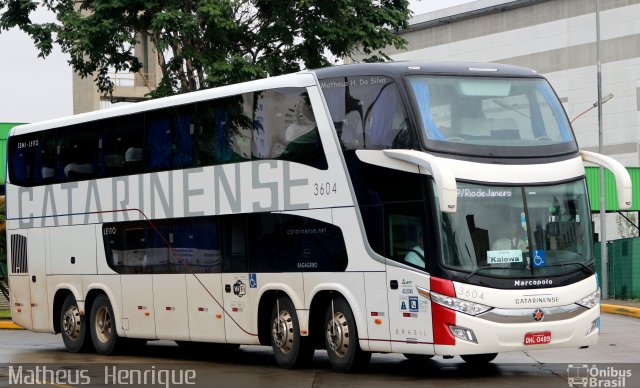 Auto Viação Catarinense 3604 na cidade de São Paulo, São Paulo, Brasil, por Matheus Henrique. ID da foto: 3917834.