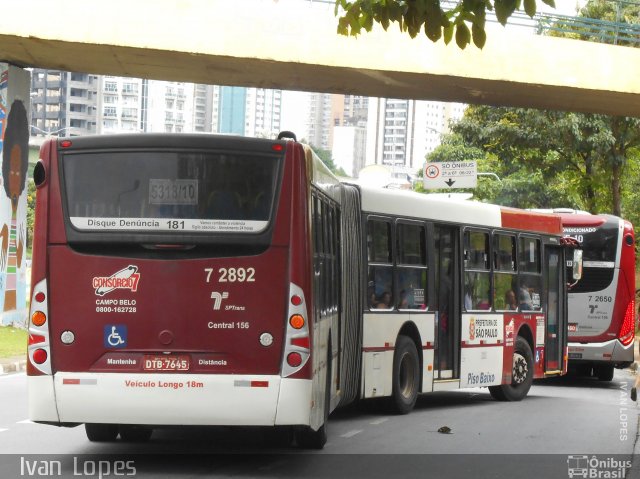 Viação Campo Belo 7 2892 na cidade de São Paulo, São Paulo, Brasil, por Ivan da Silva Lopes. ID da foto: 3928185.