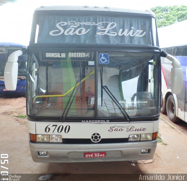 Expresso São Luiz 6700 na cidade de Cáceres, Mato Grosso, Brasil, por Amarildo Júnior. ID da foto: 3931022.