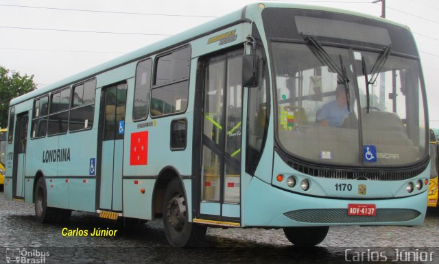 TCGL - Transportes Coletivos Grande Londrina 1170 na cidade de Londrina, Paraná, Brasil, por Carlos Júnior. Número da foto: #3941839.