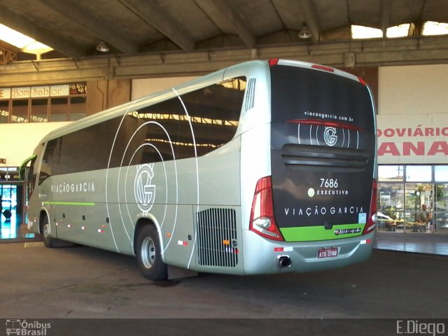 Viação Garcia 7686 na cidade de Apucarana, Paraná, Brasil, por Diego Lopes. ID da foto: 3942601.