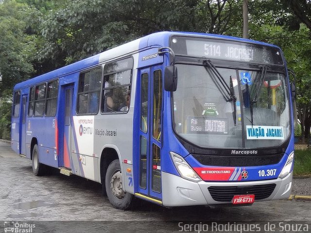 Viação Jacareí 10.307 na cidade de São José dos Campos, São Paulo, Brasil, por Sergio Rodrigues de Souza. Número da foto: #3947429.