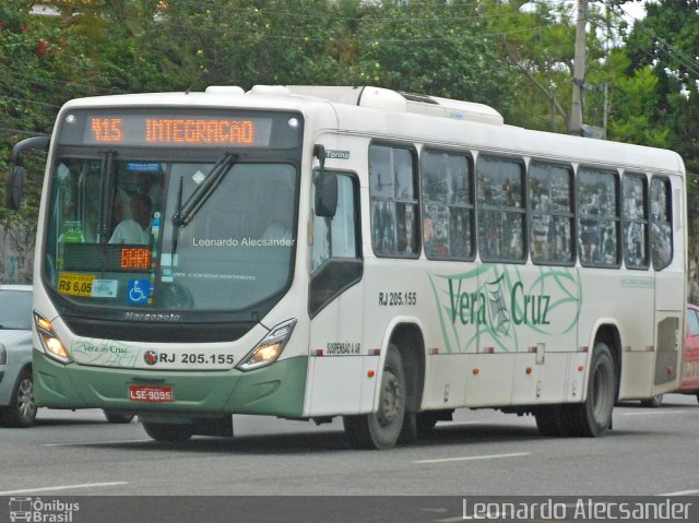 Viação Vera Cruz RJ 205.155 na cidade de Rio de Janeiro, Rio de Janeiro, Brasil, por Leonardo Alecsander. ID da foto: 3952322.