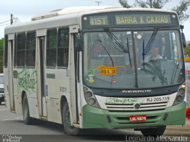 Viação Vera Cruz RJ 205.119 na cidade de Rio de Janeiro, Rio de Janeiro, Brasil, por Leonardo Alecsander. Número da foto: #3952333.