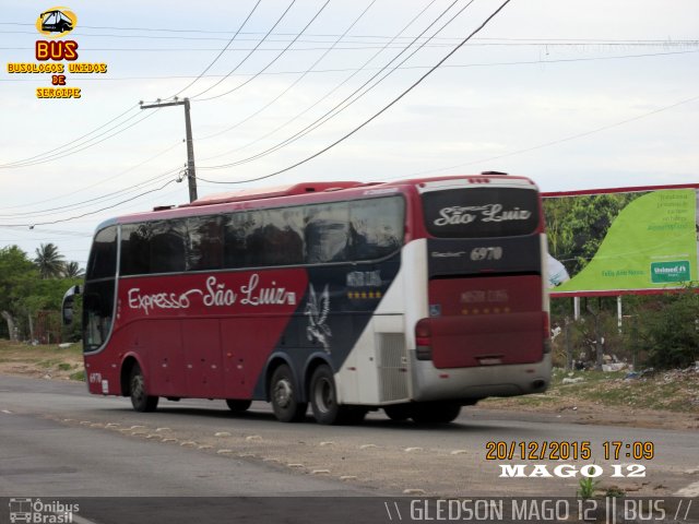 Expresso São Luiz 6970 na cidade de Aracaju, Sergipe, Brasil, por Gledson Santos Freitas. ID da foto: 3953615.