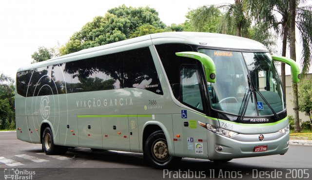 Viação Garcia 7686 na cidade de Bauru, São Paulo, Brasil, por Cristiano Soares da Silva. Número da foto: #3892760.