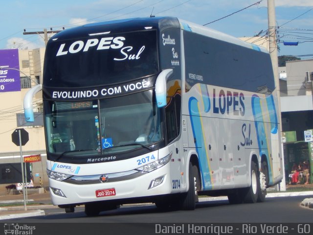 LopeSul Transportes - Lopes e Oliveira Transportes e Turismo - Lopes Sul 2074 na cidade de Rio Verde, Goiás, Brasil, por Daniel Henrique. ID da foto: 3890669.