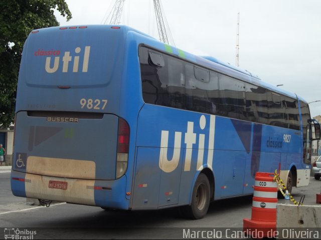 UTIL - União Transporte Interestadual de Luxo 9827 na cidade de Rio de Janeiro, Rio de Janeiro, Brasil, por Marcelo Candido de Oliveira. Número da foto: #3896555.