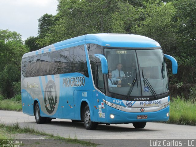 Auto Viação Progresso 6181 na cidade de Recife, Pernambuco, Brasil, por Luiz Carlos de Santana. ID da foto: 3902379.