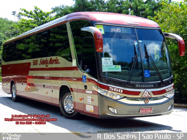 Santa Maria Fretamento e Turismo 560 na cidade de São Paulo, São Paulo, Brasil, por Rafael Santos. ID da foto: 3904993.