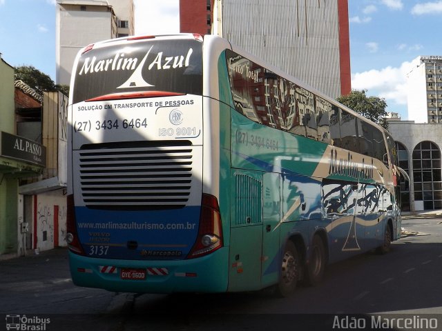 Marlim Azul Turismo 3137 na cidade de Belo Horizonte, Minas Gerais, Brasil, por Adão Raimundo Marcelino. ID da foto: 4525523.