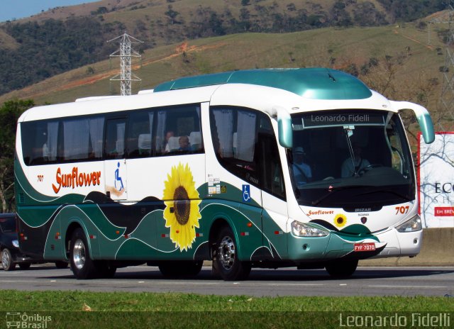 Sunflower Turismo 707 na cidade de Roseira, São Paulo, Brasil, por Leonardo Fidelli. ID da foto: 4540812.