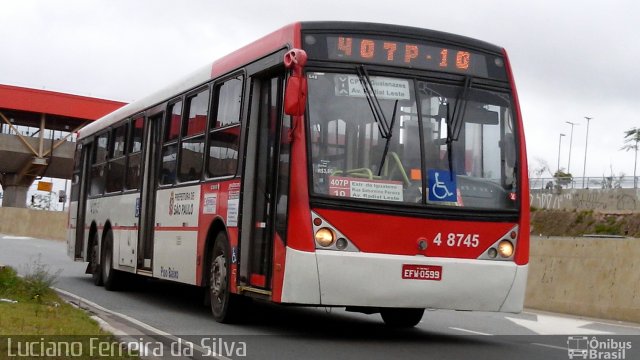 Express Transportes Urbanos Ltda 4 8745 na cidade de São Paulo, São Paulo, Brasil, por Luciano Ferreira da Silva. ID da foto: 4550060.