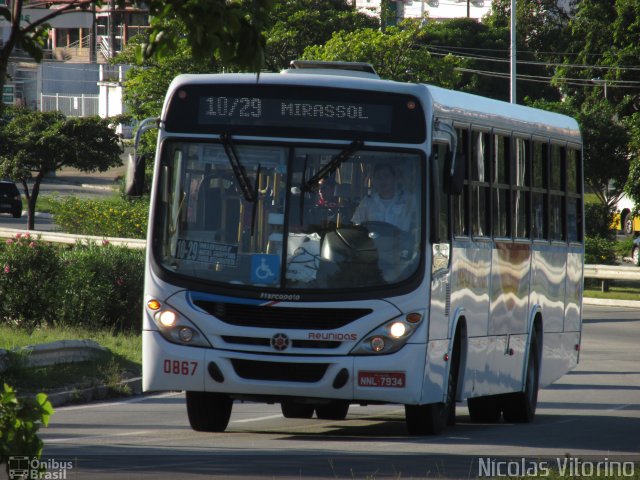 Reunidas Transportes Urbanos 0867 na cidade de Natal, Rio Grande do Norte, Brasil, por Nícolas Vitorino Lopes. ID da foto: 4560524.