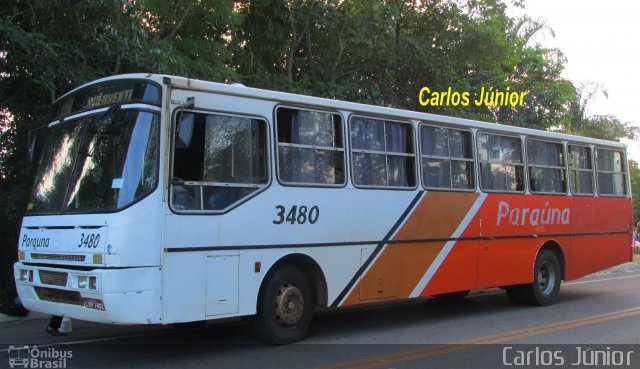 Viação Paraúna 3480 na cidade de Rio Quente, Goiás, Brasil, por Carlos Júnior. ID da foto: 4511438.