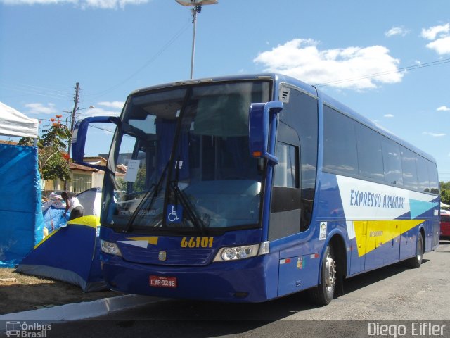 Expresso Araguari 66101 na cidade de Trindade, Goiás, Brasil, por Diego Eifler. ID da foto: 4573978.