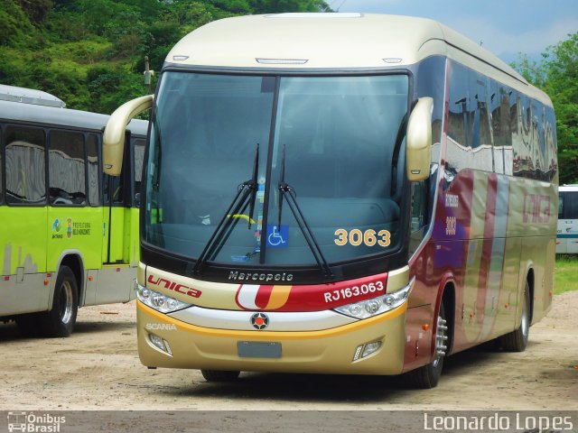 Transportes Única Petrópolis RJ 163.063 na cidade de Duque de Caxias, Rio de Janeiro, Brasil, por Leonardo Lopes. Número da foto: #4601266.