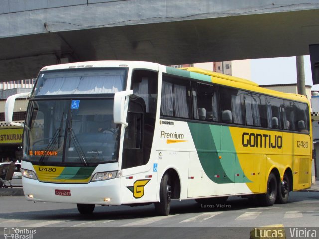 Empresa Gontijo de Transportes 12480 na cidade de Belo Horizonte, Minas Gerais, Brasil, por Lucas Vieira. ID da foto: 4605722.