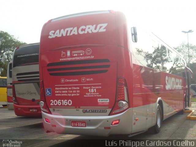 Viação Santa Cruz 206160 na cidade de São Paulo, São Paulo, Brasil, por Luis Philippe Cardoso Coelho. Número da foto: #4606508.