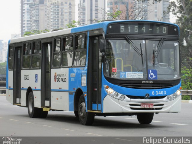Viação Paratodos > São Jorge > Metropolitana São Paulo > Mobibrasil 6 3403 na cidade de São Paulo, São Paulo, Brasil, por Felipe Gonzales. Número da foto: #4618768.