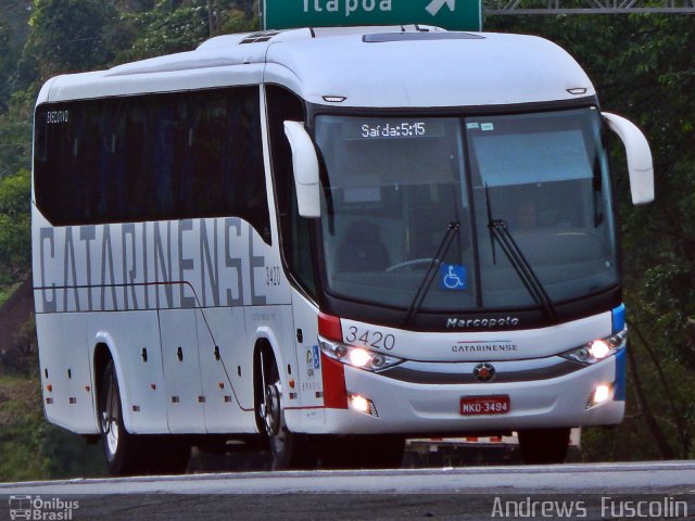 Auto Viação Catarinense 3420 na cidade de Garuva, Santa Catarina, Brasil, por Andrews  Fuscolin. Número da foto: #4578004.