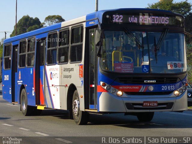 Auto Viação Urubupungá 20.613 na cidade de São Paulo, São Paulo, Brasil, por Rafael Santos. ID da foto: 4621075.