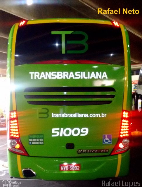 Transbrasiliana Transportes e Turismo 51009 na cidade de Anápolis, Goiás, Brasil, por Rafael Lopes. Número da foto: #4628099.