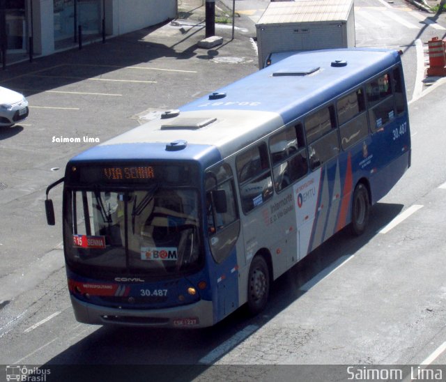 Empresa de Ônibus Vila Galvão 30.487 na cidade de São Paulo, São Paulo, Brasil, por Saimom  Lima. ID da foto: 4628392.