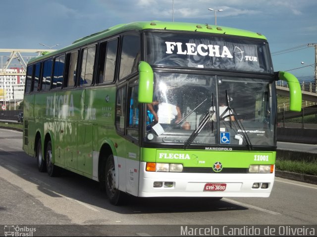 Flecha Turismo 11001 na cidade de Itaboraí, Rio de Janeiro, Brasil, por Marcelo Candido de Oliveira. Número da foto: #4627445.
