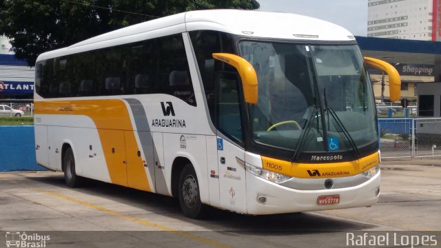 Viação Araguarina 11005 na cidade de Goiânia, Goiás, Brasil, por Rafael Lopes. ID da foto: 4634968.