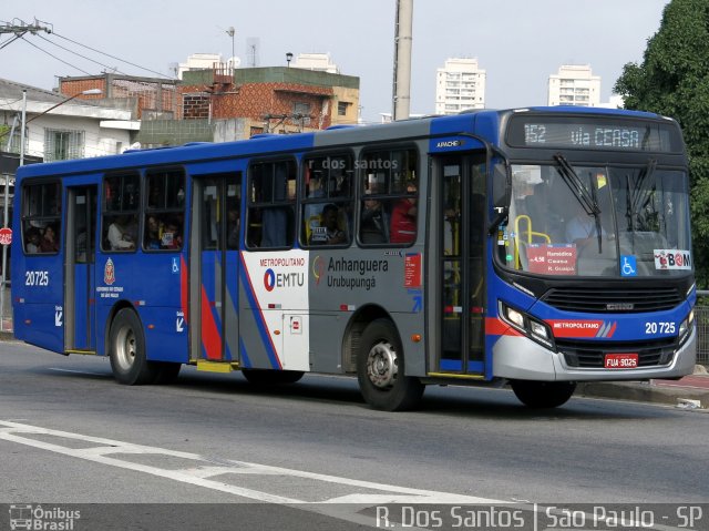 Auto Viação Urubupungá 20.725 na cidade de São Paulo, São Paulo, Brasil, por Rafael Santos. ID da foto: 4638144.