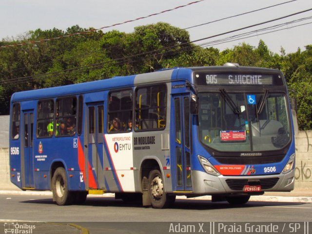 BR Mobilidade Baixada Santista 9506 na cidade de Praia Grande, São Paulo, Brasil, por Adam Xavier Rodrigues Lima. ID da foto: 4591230.