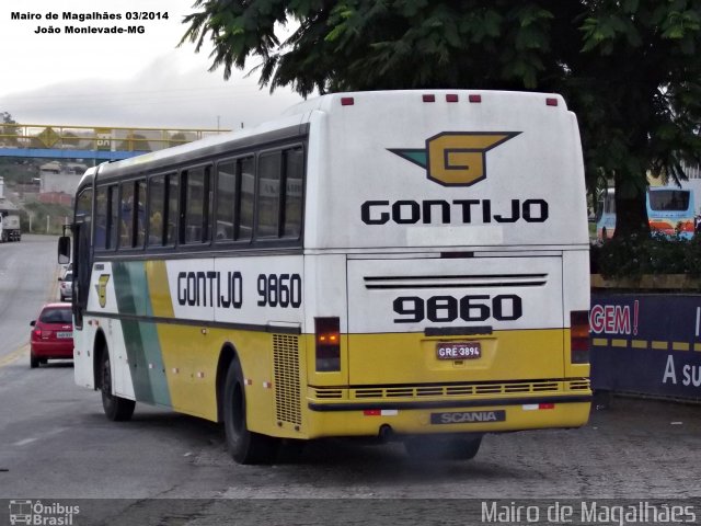 Empresa Gontijo de Transportes 9860 na cidade de João Monlevade, Minas Gerais, Brasil, por Mairo de Magalhães. ID da foto: 4591071.