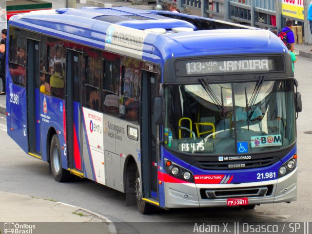 Viação Osasco 21.981 na cidade de Osasco, São Paulo, Brasil, por Adam Xavier Rodrigues Lima. ID da foto: 4687436.