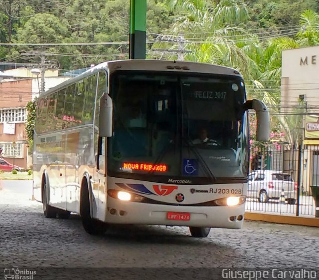 Viação Teresópolis RJ 203.028 na cidade de Nova Friburgo, Rio de Janeiro, Brasil, por Giuseppe Carvalho. Número da foto: #4713420.