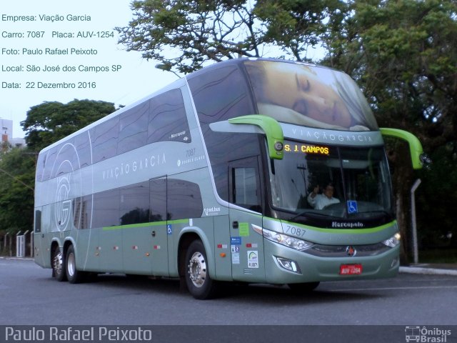 Viação Garcia 7087 na cidade de São José dos Campos, São Paulo, Brasil, por Paulo Rafael Peixoto. Número da foto: #4719946.