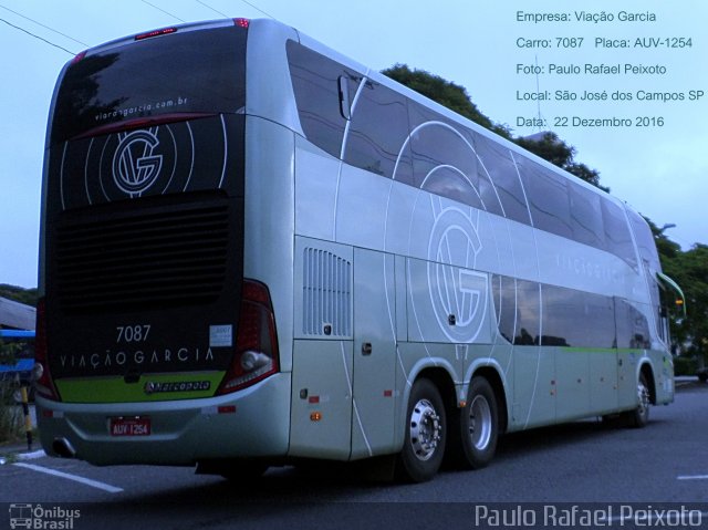 Viação Garcia 7087 na cidade de São José dos Campos, São Paulo, Brasil, por Paulo Rafael Peixoto. Número da foto: #4722360.