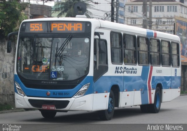 Viação Nossa Senhora da Penha RJ 188.051 na cidade de Nova Iguaçu, Rio de Janeiro, Brasil, por André Neves . ID da foto: 4656862.