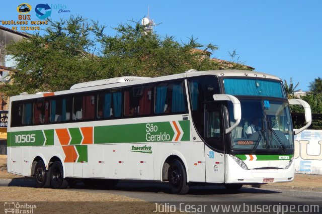 Cia. São Geraldo de Viação 10505 na cidade de Aracaju, Sergipe, Brasil, por Julio Cesar  Barbosa Martins. ID da foto: 4665155.