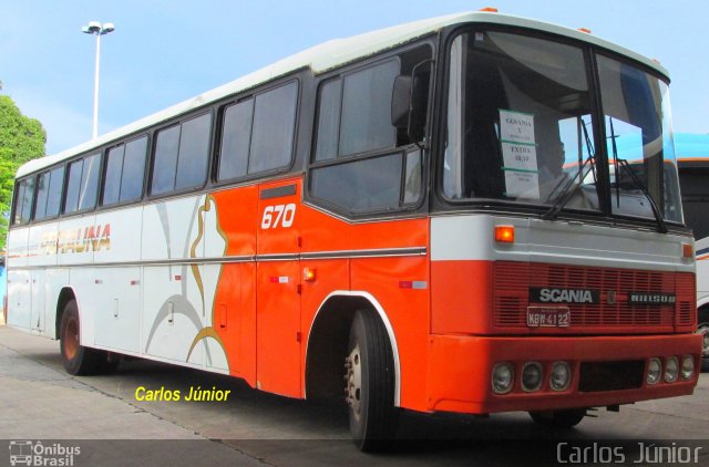 Viação Paraúna 670 na cidade de Goiânia, Goiás, Brasil, por Carlos Júnior. ID da foto: 3984867.