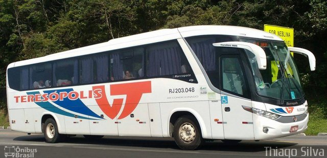 Viação Teresópolis RJ 203.048 na cidade de Teresópolis, Rio de Janeiro, Brasil, por Thiago Silva. ID da foto: 3988892.