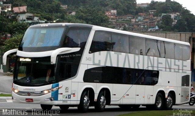 Auto Viação Catarinense 3400 na cidade de Santos, São Paulo, Brasil, por Matheus Henrique. ID da foto: 3993204.