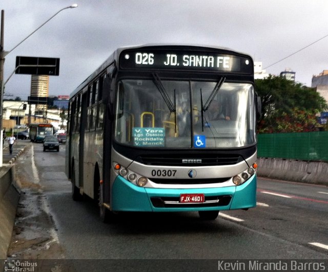 Auto Viação Urubupungá 00307 na cidade de Osasco, São Paulo, Brasil, por Kevin Miranda Barros. ID da foto: 3995929.