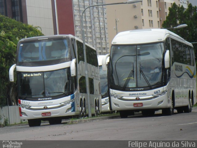 Viação Ouro e Prata 667 na cidade de Curitiba, Paraná, Brasil, por Felipe Aquino da Silva. ID da foto: 3995097.