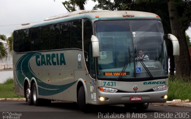 Viação Garcia 7431 na cidade de Ourinhos, São Paulo, Brasil, por Cristiano Soares da Silva. Número da foto: #4000035.