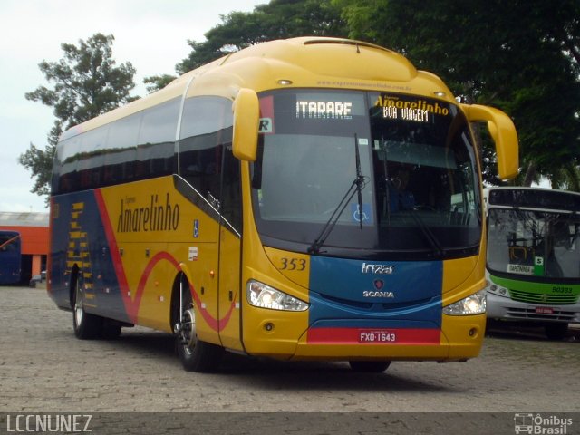 Expresso Amarelinho 353 na cidade de Itapetininga, São Paulo, Brasil, por Luis Nunez. Número da foto: #4004859.