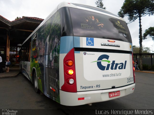 Citral Transporte e Turismo 3503 na cidade de Gramado, Rio Grande do Sul, Brasil, por Lucas Henrique Mendes. ID da foto: 4004599.